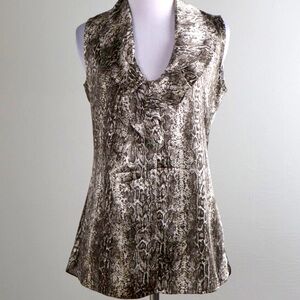 ELI TAHARI - Brown Python Silk Blouse - XL